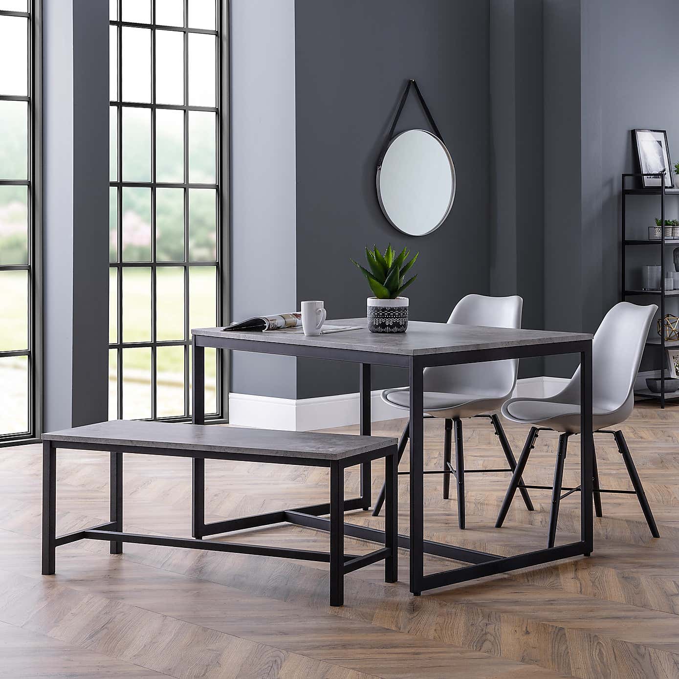 Staten Dining Bench Set and 2 Kari Chairs