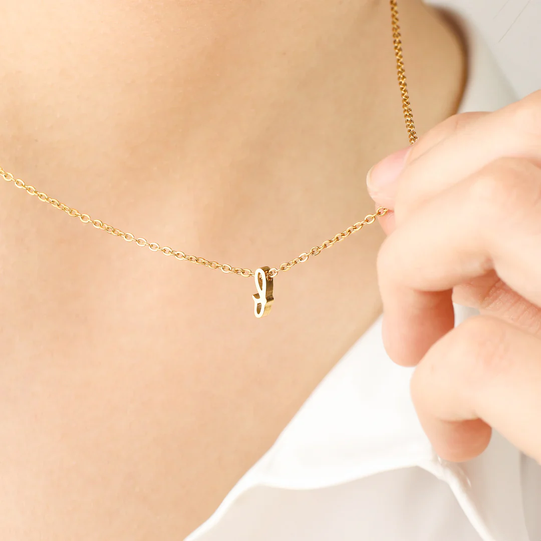 Tiny Script Initial Necklace