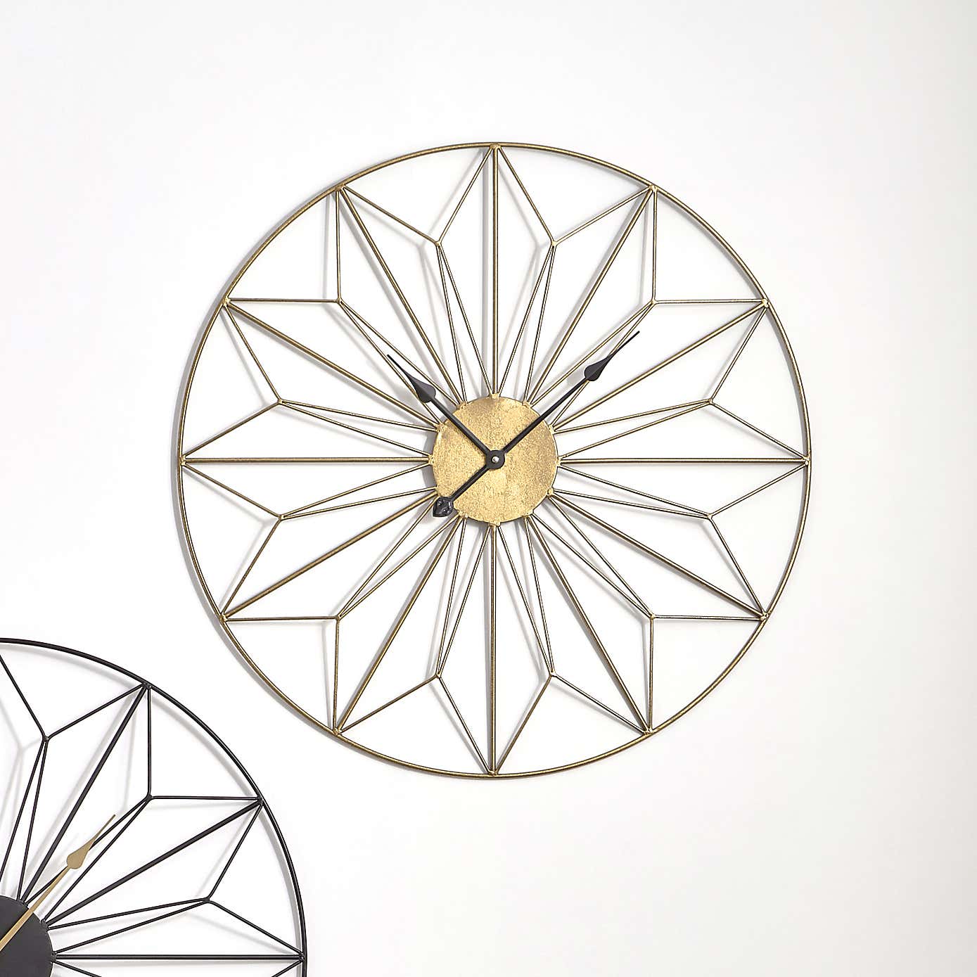 Antique Gold Geo Design Wall Clock 77cm