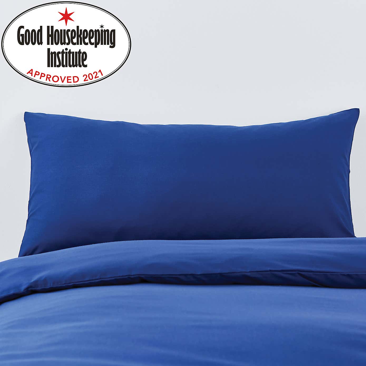 Non Iron Navy Bolster Pillowcase