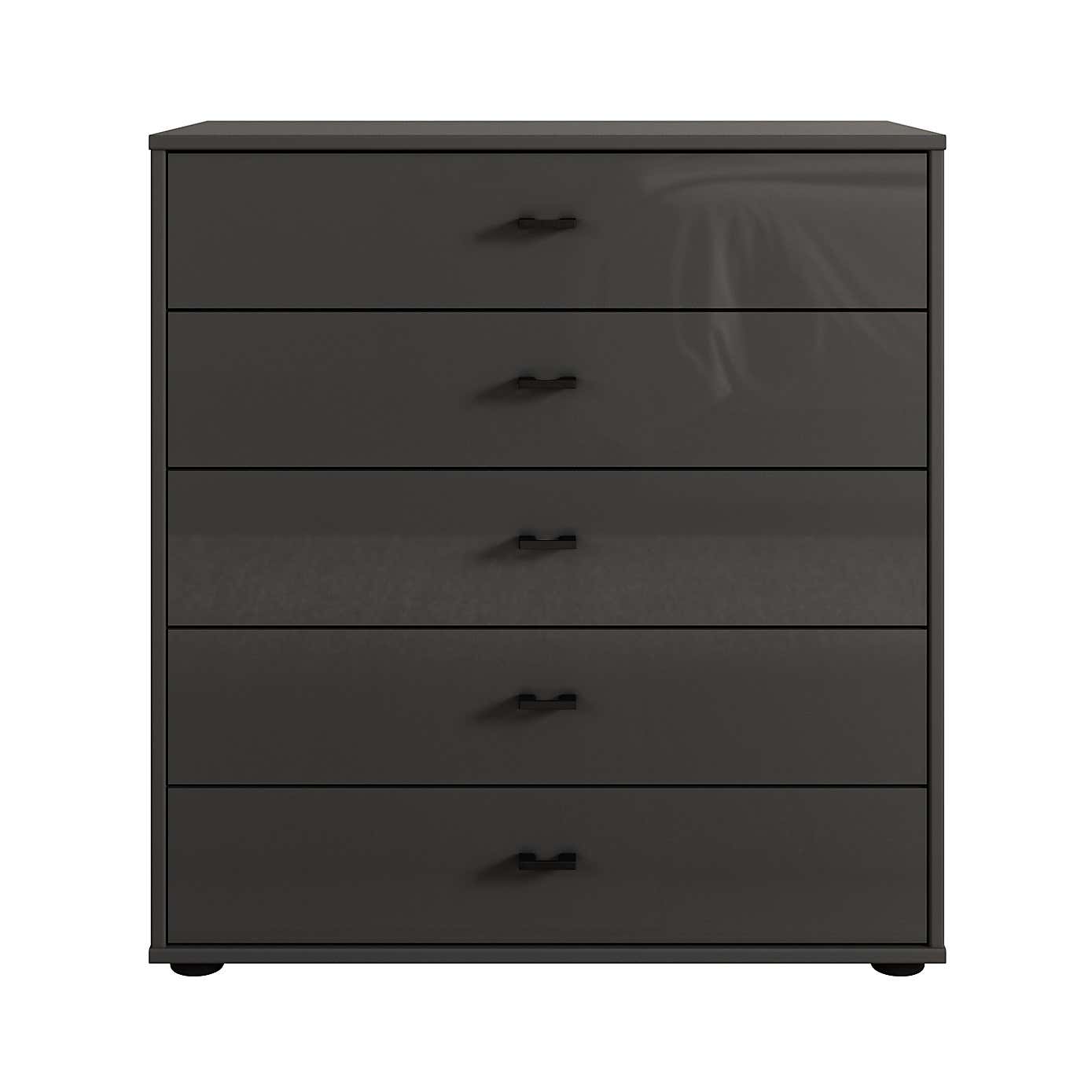Kahla Glass Fronted Large 5 Drawer Chest