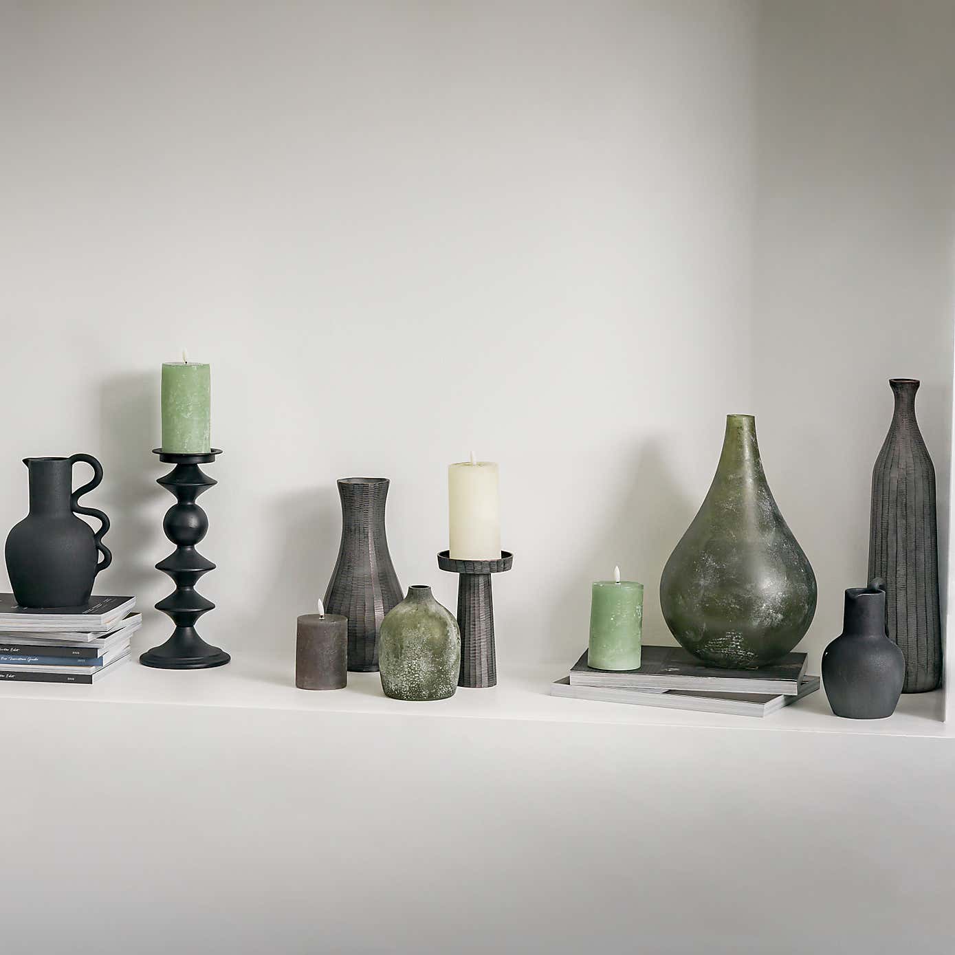 Ratho Candlestick Antique Grey 19.5cm