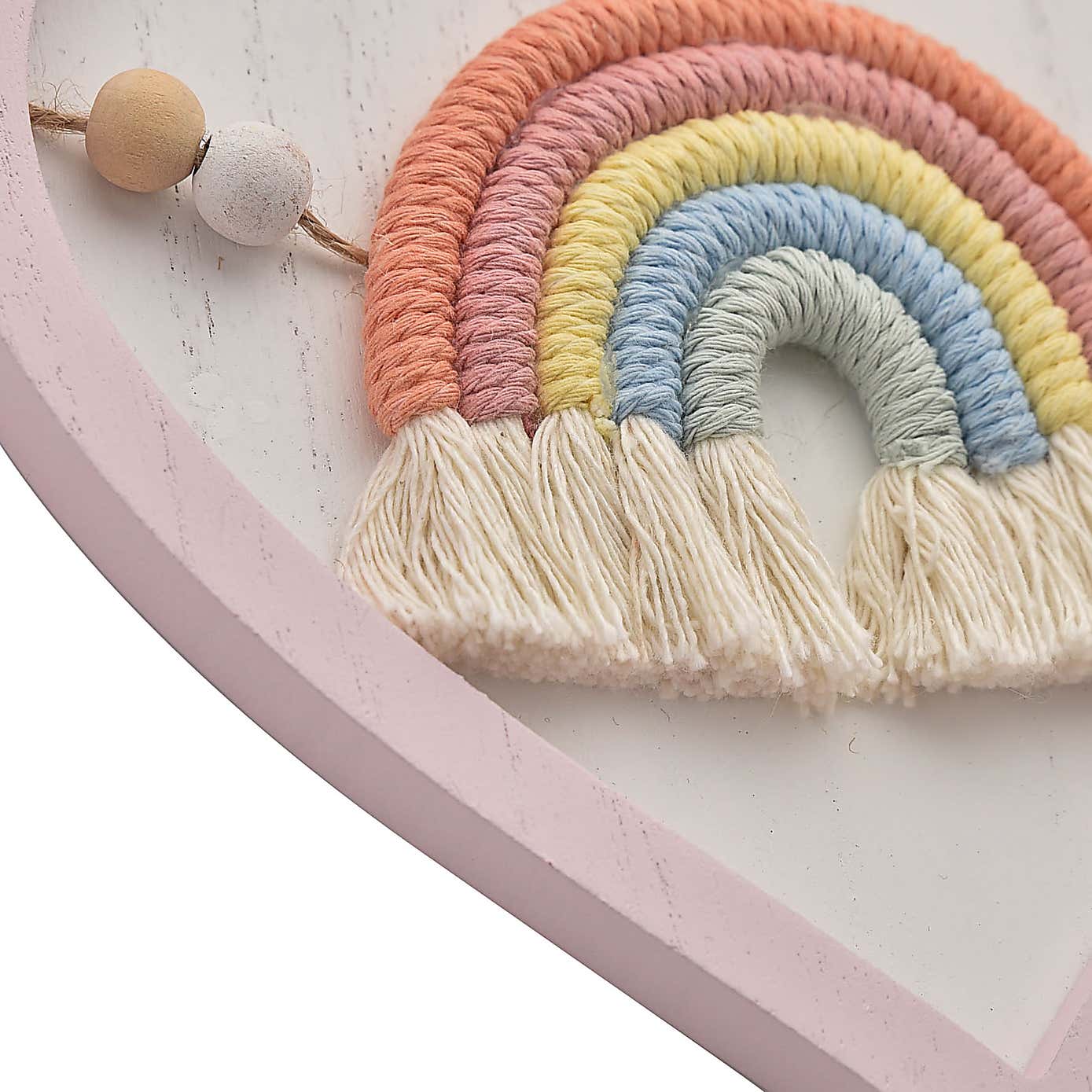 Petit Cheri Wooden Heart Macrame Wall Plaque