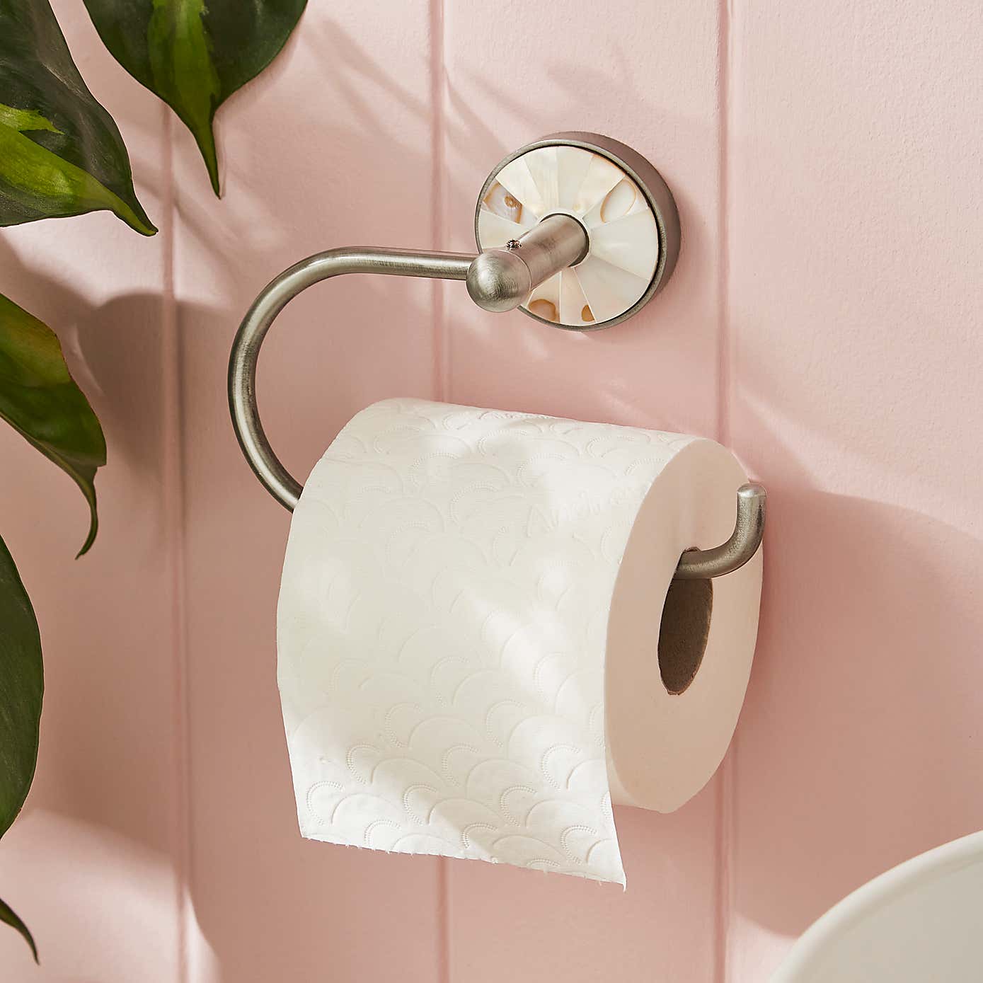 Mother of Pearl Brushed Chrome Toilet Roll Holder