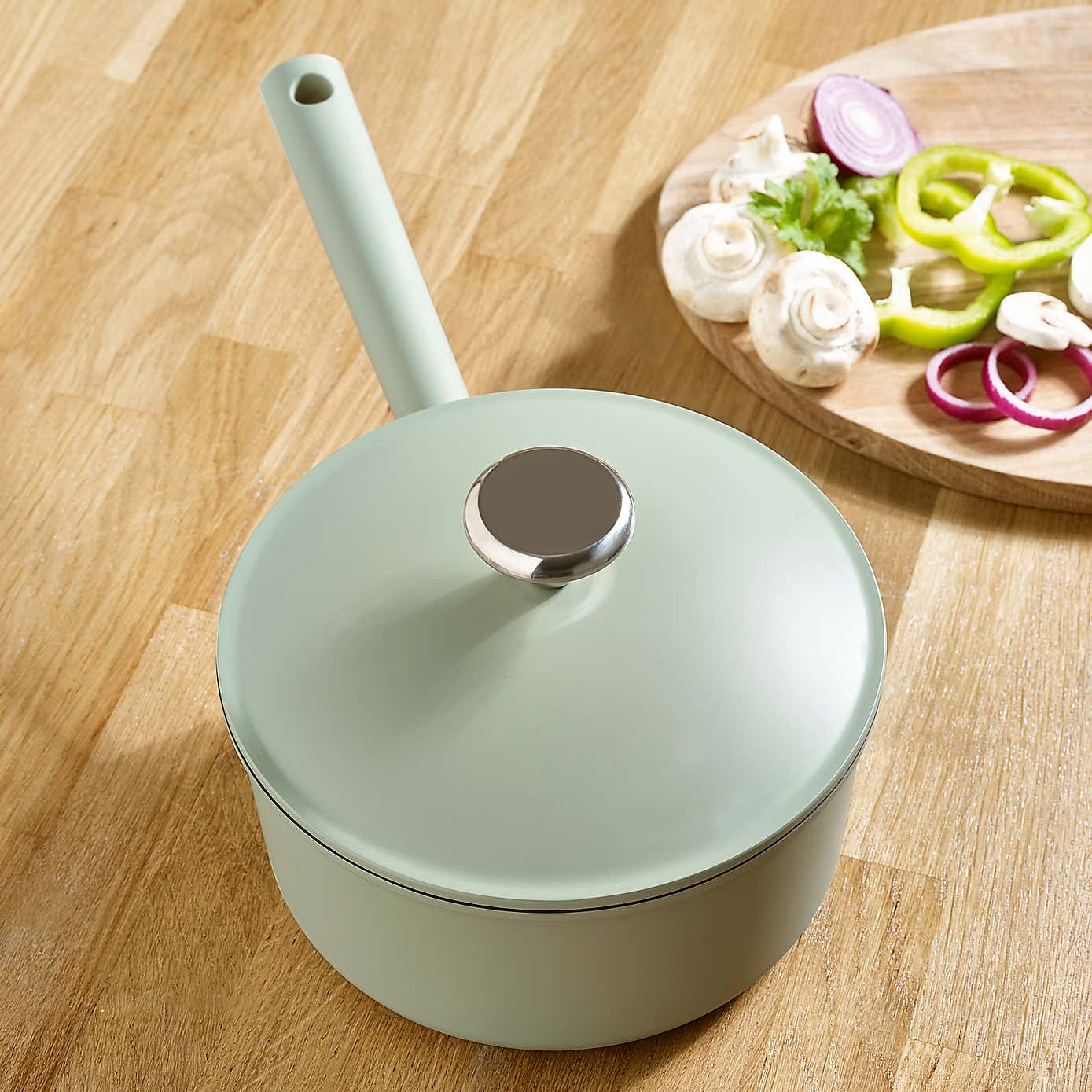 Cast Aluminium Saucepan 20cm With Lid Green