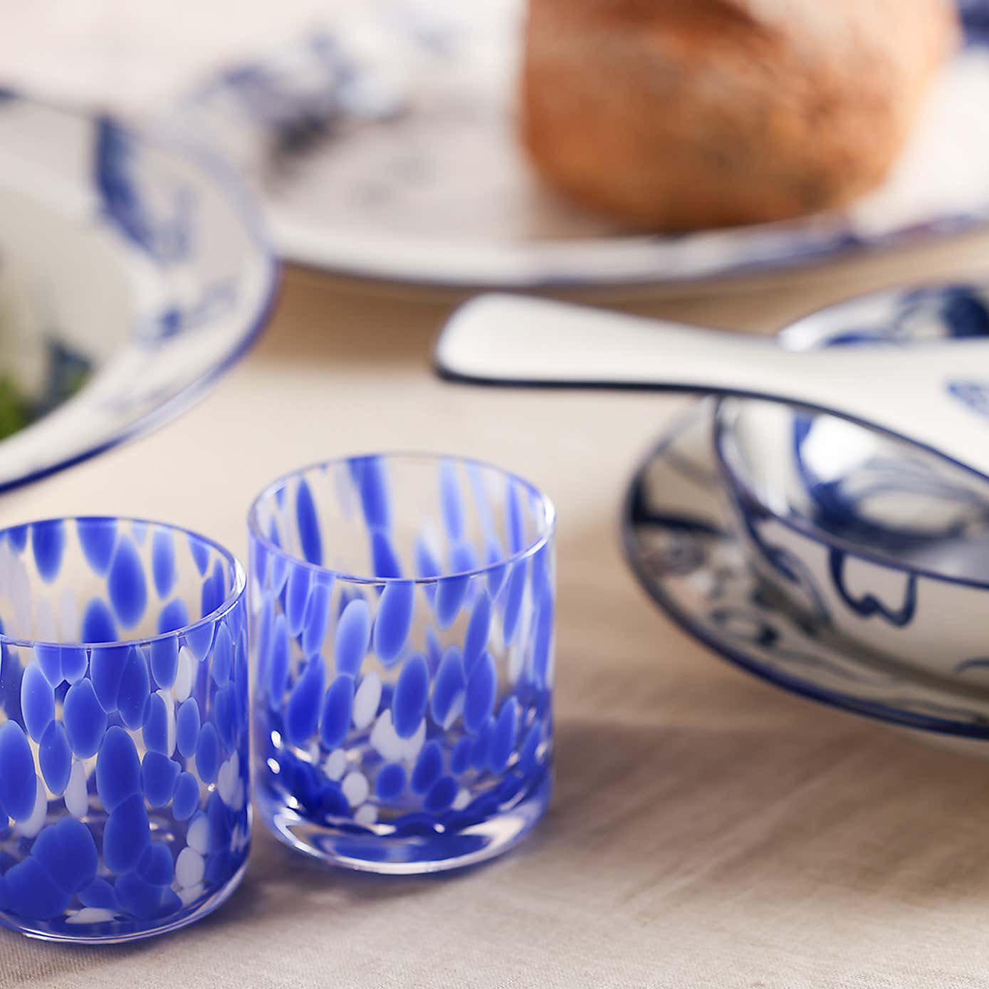 Hestia Set of 2 Blue Tortoise Shell Tumbler Glasses