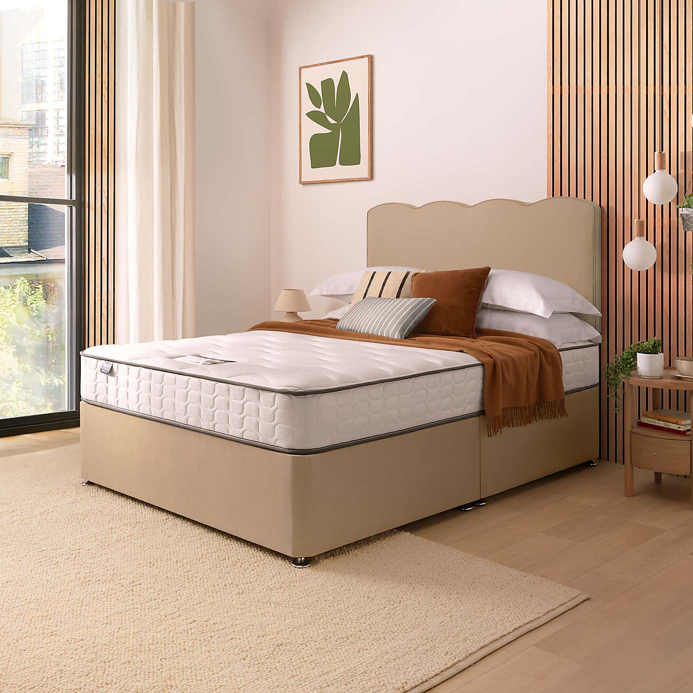 Silentnight 2 Drawer Divan Bed With Fabric Wave Headboard