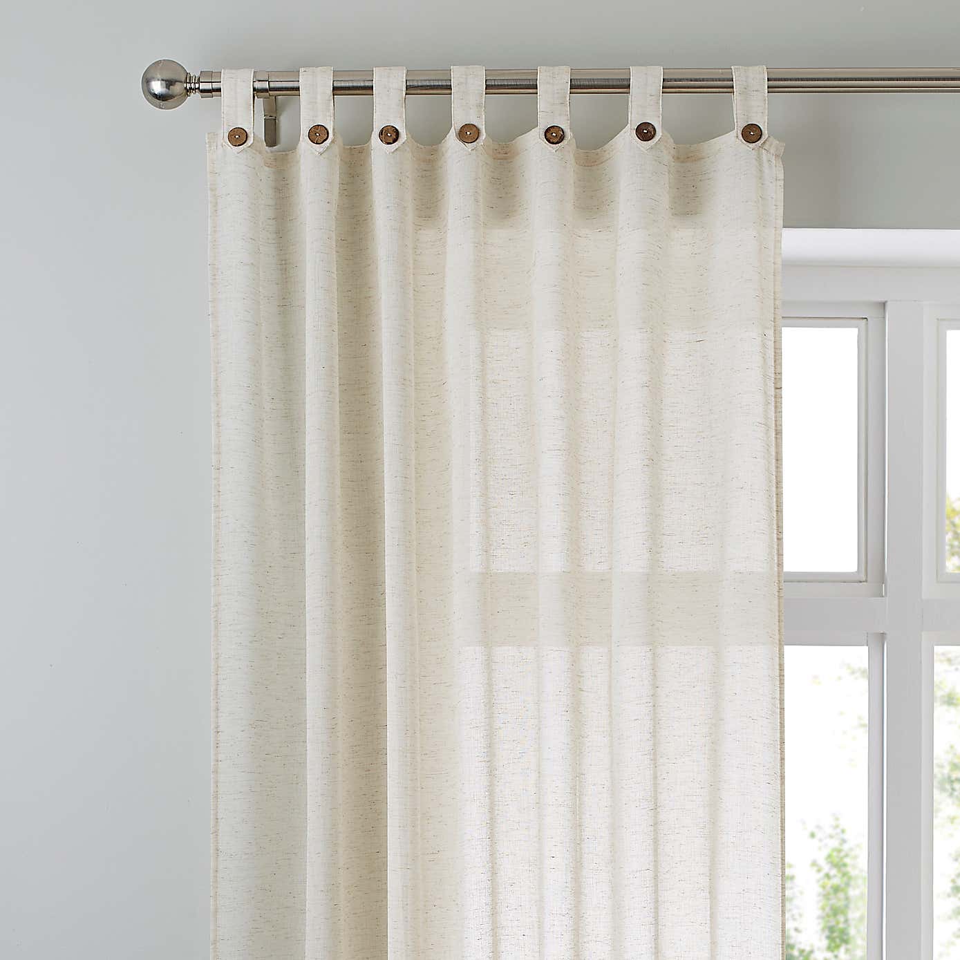 Marley Linen Natural Sheer Tab Top Single Voile Panel