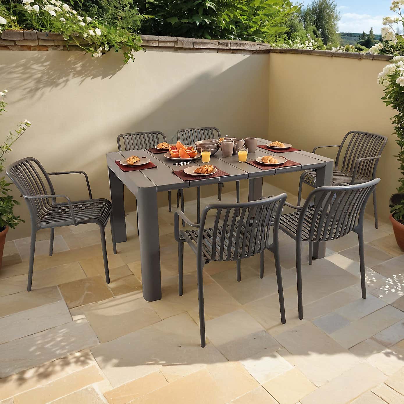 Modura Henrik Rectangular Dining Table with 6 Alma Armchairs