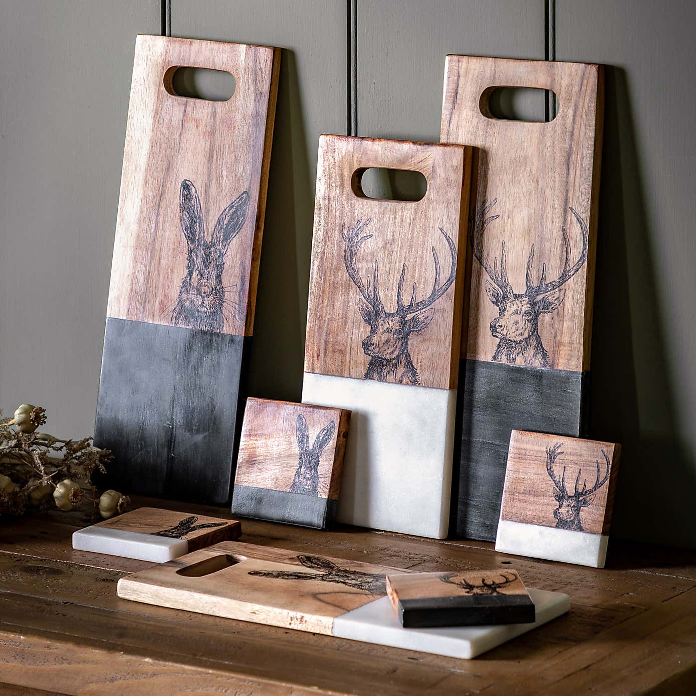Set of 4 Marble Stag Coasters