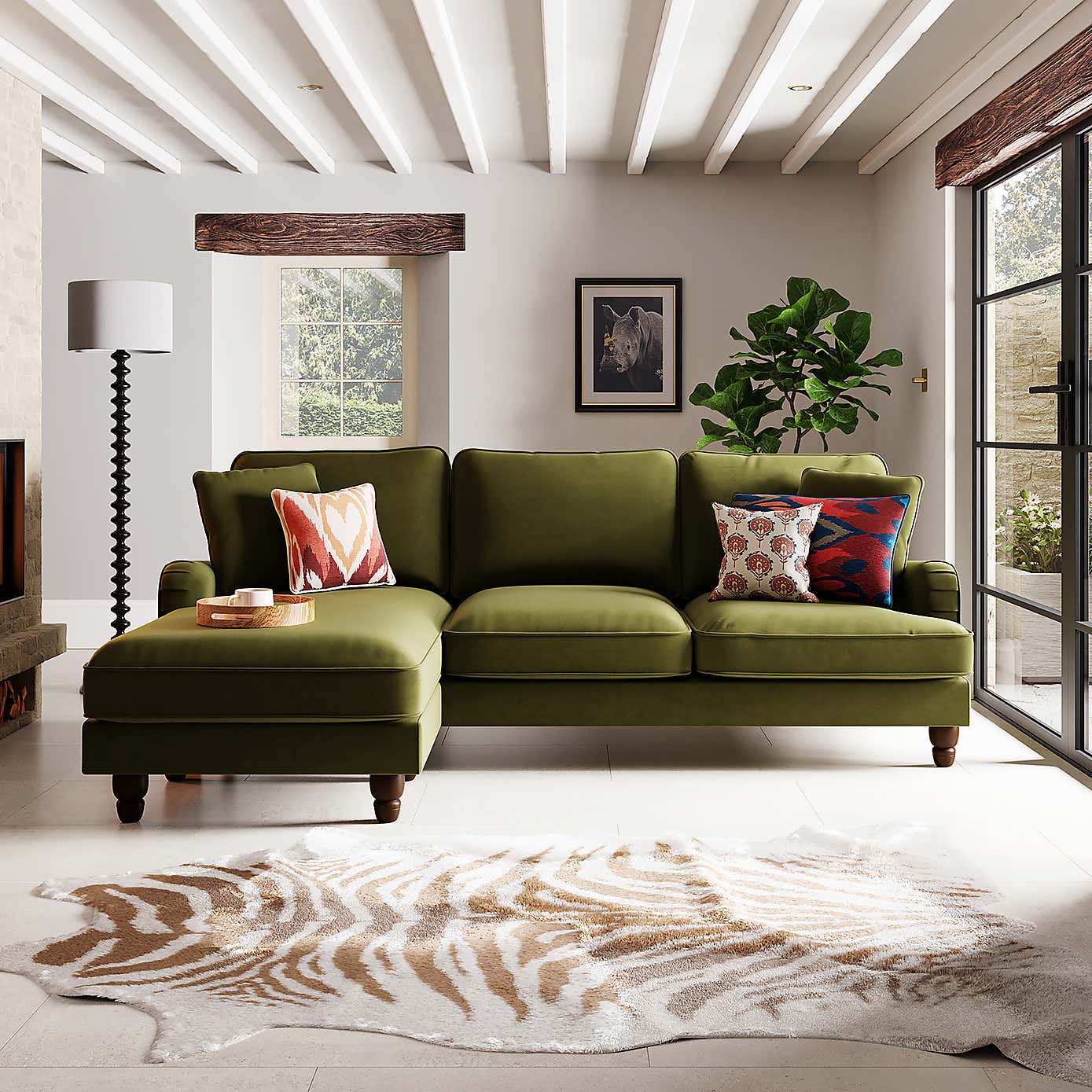 Beatrice Velvet Left Hand Corner Sofa
